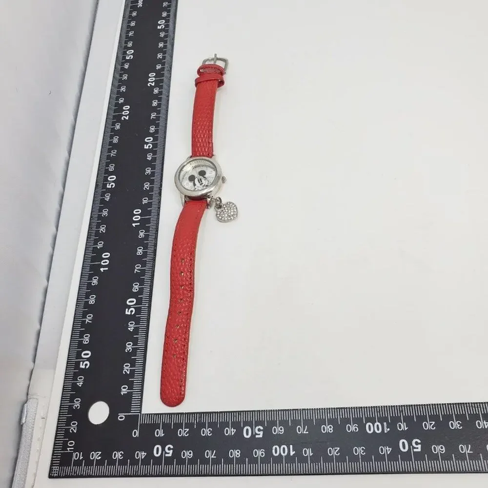 Disney Mickey Mouse Charm Watch Red Band Cute